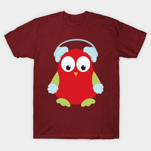 Cute Owl in Ear Muffs T-Shirt by painteddreamsdesigns